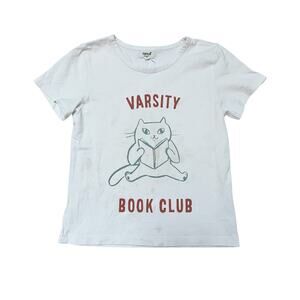 Oeuf Varsity Book Club Cat Tee Size 4